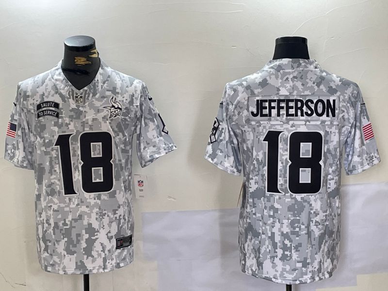 Men Minnesota Vikings #18 Jefferson Nike Arctic Camo 2024 Salute to Service Limited NFL Jersey->new york yankees->MLB Jersey